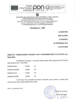 Circolare n. 140 - Pubblicazione Studenti eletti