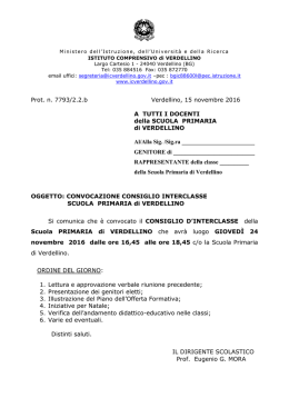 Interclasse Scuole Primaria Verdellino 24.11.2016