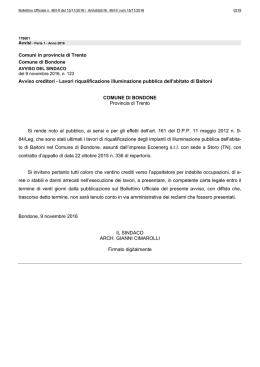 Comuni in provincia di Trento Comune di Bondone Avviso creditori