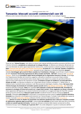 Tanzania: bloccati accordi commerciali con UE