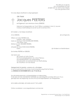 Jacques PEETERS - Begrafenissen Rummens