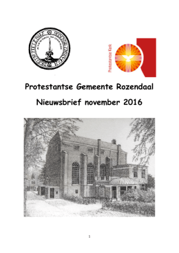 Protestantse Gemeente Rozendaal Nieuwsbrief november 2016