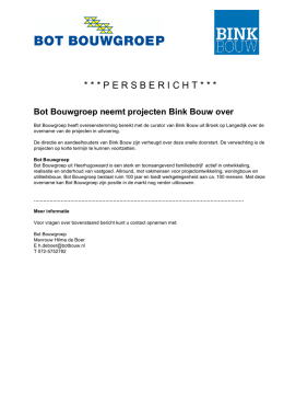 Persbericht Bot Bouwgroep Bink Bouw