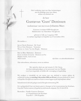Gustavus `Gust` Denissen ° 03/08/1920