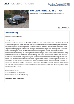 Mercedes-Benz 220 SE b (1964) 35.000 EUR