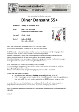 Diner Dansant 55+ - Buurtvereniging Sint Rochus