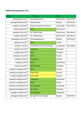 PPBN Wedstrijdkalender 2017 Datum Toernooi Baan
