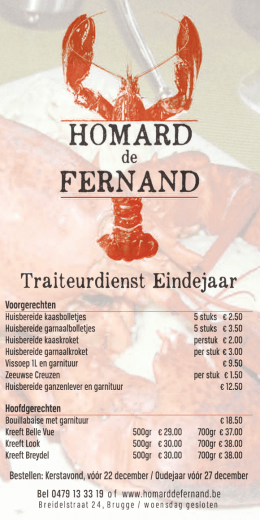 Homard de Fernand - Restaurant Breydel De Coninc – Brugge