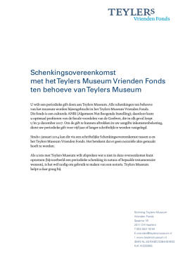 Schenkingsovereenkomst met het Teylers Museum Vrienden Fonds