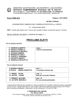 proclama eletti - VIII ISTITUTO COMPRENSIVO "A.VOLTA" di PADOVA
