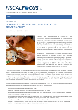 voluntary disclosure 2.0 : il ruolo dei professionisti