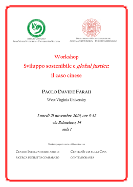 Workshop: "Sviluppo sostenibile e global justice:il caso cinese".