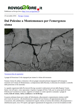 Dal Polesine a Montemonaco per l`emergenza sisma