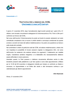 Trattativa rinnovo CCNL Unionmeccanica/Confapi
