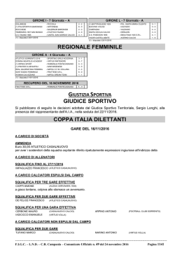 regionale femminile giudice sportivo coppa italia dilettanti