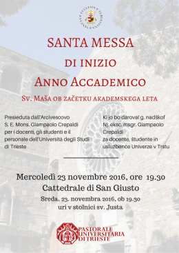 Sv. Maša ob začetku akademskega leta Mercoledì 23 novembre