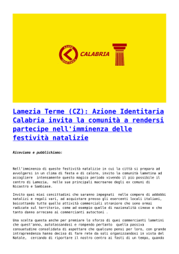 Lamezia Terme (CZ): Azione Identitaria Calabria invita la comunità a