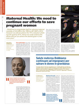 Maternal Health: We need to continue our efforts to save