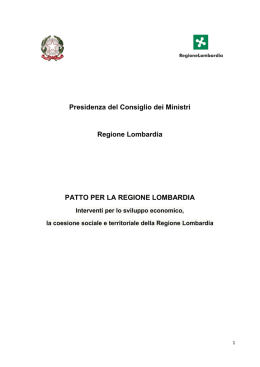 Patto per la Regione Lombardia - Governo Italiano Presidenza del