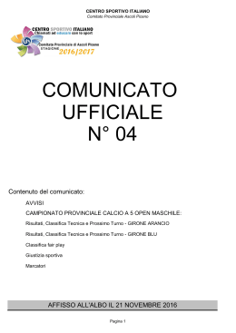Comunicato n°04 - CSI Comitato Provinciale di Ascoli Piceno