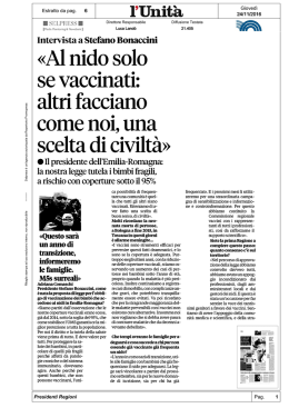 Intervista a Stefano Bonaccini «Al nido solo se vaccinati: altri
