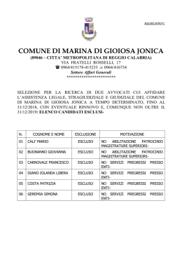 Elenco candidati esclusi - Marina di Gioiosa Ionica