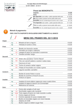 menu del pranzo del 23/11/2016 menu del pranzo