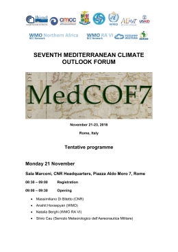 Tentative Programme of MEDCOF 7