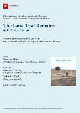 The Land That Remains - Consiglio Regionale della Toscana