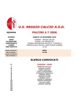 Campionato - US Reggio Calcio ASD