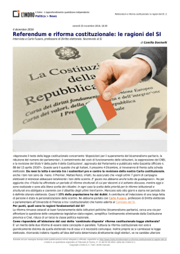 Referendum e riforma costituzionale: le ragioni del SI