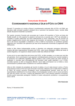 FCA - CNHI: incontro del 17 novembre 2016