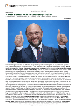 Martin Schulz: `Addio Strasburgo bella`