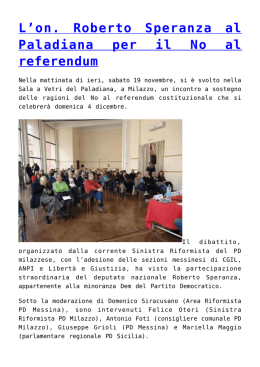on. Roberto Speranza al Paladiana per il No al referendum