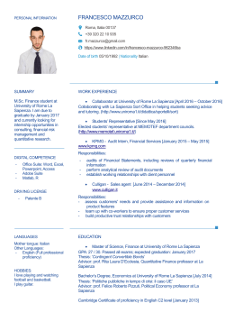CV/Resume - Sapienza Finance Student Association