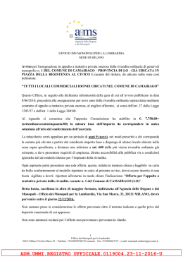 Avviso per l`assegnazione in appalto a trattativa privata onerosa