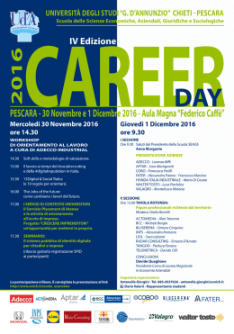 Programma Careerday 2016 - Università degli Studi "G. d`Annunzio"