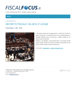 decreto fiscale 193-2016. e` legge