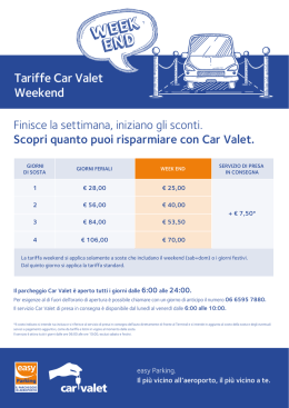 Tariffe Car Valet Weekend