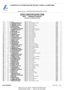 classifica ragazzi 1000 m - Atletica Valle di Cembra
