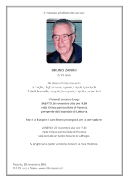 Bruno Zanini - Annunci Funebri