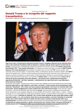 Donald Trump e le incognite del rapporto transatlantico