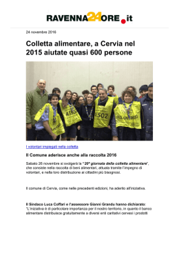 Colletta alimentare, a Cervia nel 2015 aiutate quasi
