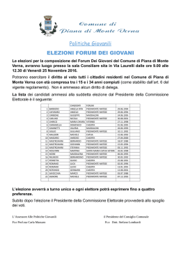 Lista dei candidati - Comune di Piana di Monte Verna