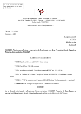 Decreto Nomina coordinatori e segretari di dipartimento Sc. Infanzia