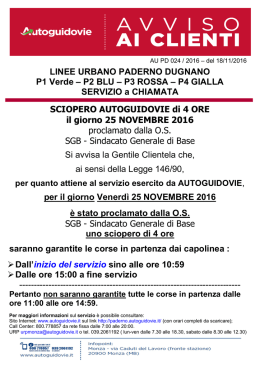 18/11/2016 Linee Urbane Paderno Sciopero 4 ore