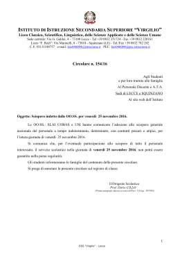 SCIOPERO - Comunicazione per venerdì 25 - Liceo Virgilio-Redi