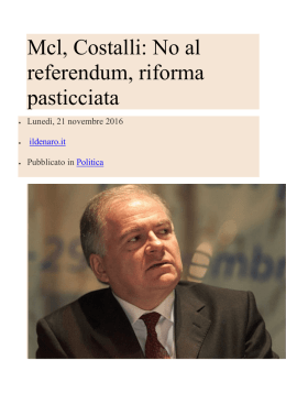 Mcl, Costalli: No al referendum, riforma pasticciata