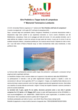 Giro Podistico a Tappe Isola di Lampedusa 1° Memorial Tommasino