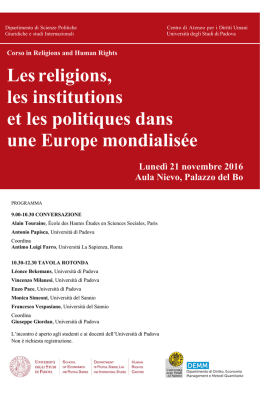 Les religions, les institutions et les politiques dans une Europe